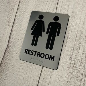 Black & Silver Restroom Sign
